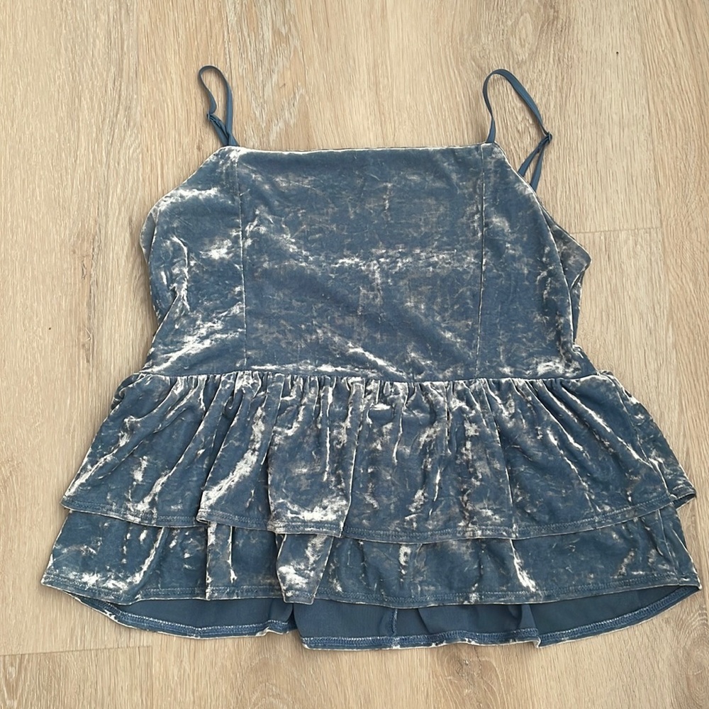 American Eagle Outfitters Blue Velvet Blouse